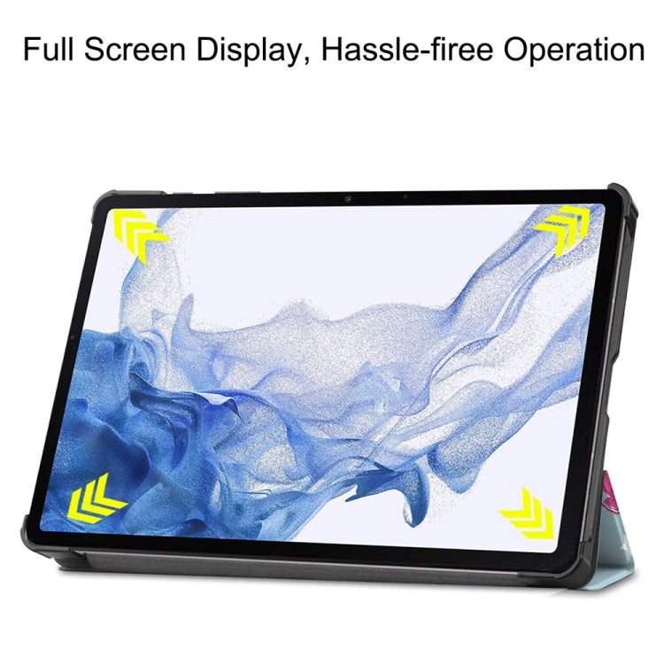 For Samsung Galaxy Tab S9 JUNSUNMAY Custer Painted 3-Fold Stand Leather Smart Tablet Case(Unicorn) - free shipping - PMC Jewellery - Order now!