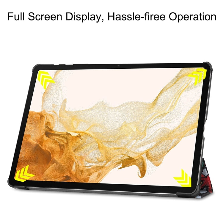 For Samsung Galaxy Tab S9+ JUNSUNMAY Custer Painted 3-Fold Stand Leather Smart Tablet Case(Graffiti) - Galaxy Tab S9+ Cases by JUNSUNMAY | Online Shopping South Africa | PMC Jewellery | Buy Now Pay Later Mobicred