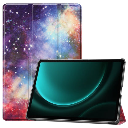 For Samsung Galaxy Tab S9 FE+ 12.4 JUNSUNMAY Custer Painted 3-Fold Stand Leather Smart Tablet Case(Galaxy) - Galaxy Tab S9 FE+ by JUNSUNMAY | Online Shopping South Africa | PMC Jewellery | Buy Now Pay Later Mobicred