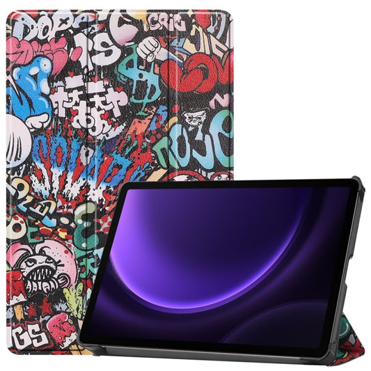 For Samsung Galaxy Tab S9 FE 10.9 JUNSUNMAY Custer Painted 3-Fold Stand Leather Smart Tablet Case(Graffiti) - Galaxy Tab S9 FE by JUNSUNMAY | Online Shopping South Africa | PMC Jewellery | Buy Now Pay Later Mobicred