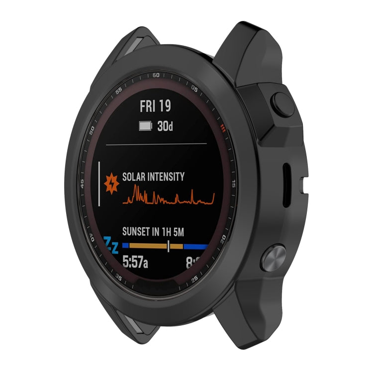 For Garmin Fenix 7S Pro Half Package Electroplated TPU Watch Protective Case(Black) - Watch Cases by PMC TechLife | Online Shopping South Africa | PMC TechLife