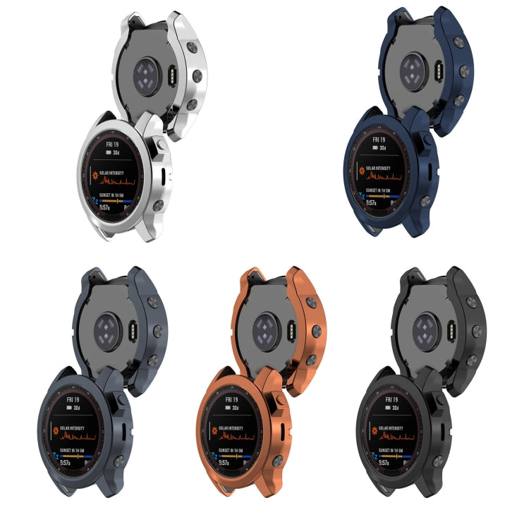 For Garmin Fenix 7X Pro Half Package Electroplated TPU Watch Protective Case(Sliver) - Watch Cases by PMC Jewellery | Online Shopping South Africa | PMC Jewellery