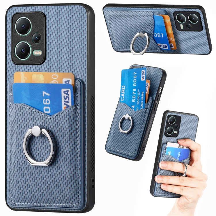 For Xiaomi 13 Lite Carbon Fiber Card Wallet Ring Holder Phone Case(Blue) - 13 Lite Cases by PMC Jewellery | Online Shopping South Africa | PMC Jewellery | Buy Now Pay Later Mobicred