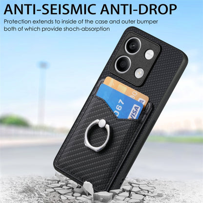 For Xiaomi Redmi Note 13 Carbon Fiber Card Wallet Ring Holder Phone Case(Black) - Note 13 Cases by PMC Jewellery | Online Shopping South Africa | PMC Jewellery | Buy Now Pay Later Mobicred