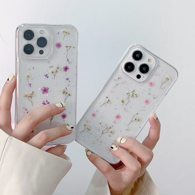 For iPhone 16 Pro Gypsophila Flowers Pattern TPU Protective Phone Case(Purple) - iPhone 16 Pro Cases by PMC TechLife | Online Shopping South Africa | PMC TechLife | Buy Now Pay Later Mobicred