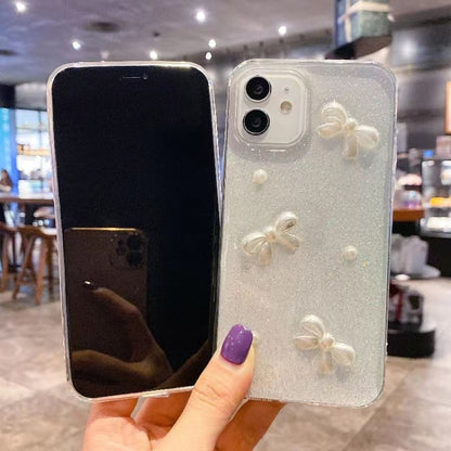 For iPhone 16 Pro Pearl Bow Glitter Epoxy TPU Phone Case(Three Knots) - iPhone 16 Pro Cases by PMC Jewellery | Online Shopping South Africa | PMC Jewellery | Buy Now Pay Later Mobicred