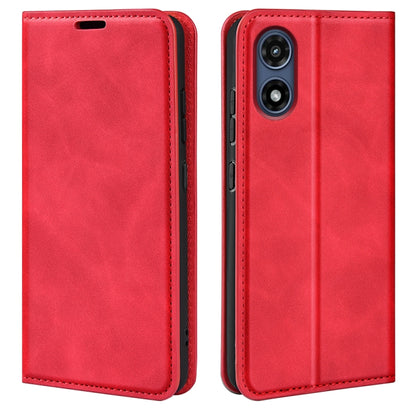 For Motorola Moto G Play 2024 Retro-skin Magnetic Suction Leather Phone Case(Red) - Motorola Cases by PMC Jewellery | Online Shopping South Africa | PMC Jewellery | Buy Now Pay Later Mobicred