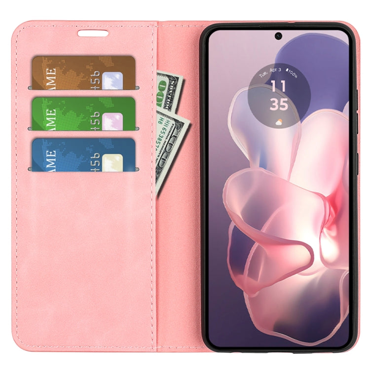 For Motorola Moto G Power 5G 2024 Retro-skin Magnetic Suction Leather Phone Case(Pink) - Motorola Cases by PMC Jewellery | Online Shopping South Africa | PMC Jewellery | Buy Now Pay Later Mobicred