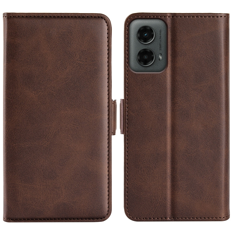 For Motorola Moto G 5G 2024 Dual-side Magnetic Buckle Horizontal Flip Leather Phone Case(Brown) - Motorola Cases by PMC Jewellery | Online Shopping South Africa | PMC Jewellery | Buy Now Pay Later Mobicred