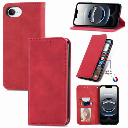 For iPhone 16e Retro Skin Feel Magnetic Flip Leather Phone Case(Red) - iPhone 16e Cases by PMC Jewellery | Online Shopping South Africa | PMC Jewellery | Buy Now Pay Later Mobicred