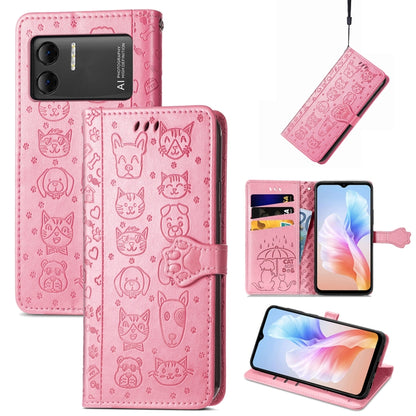 For DOOGEE X98 Pro / X98 Cat and Dog Embossed Leather Phone Case(Pink) - Doogee Cases by PMC Jewellery | Online Shopping South Africa | PMC Jewellery | Buy Now Pay Later Mobicred