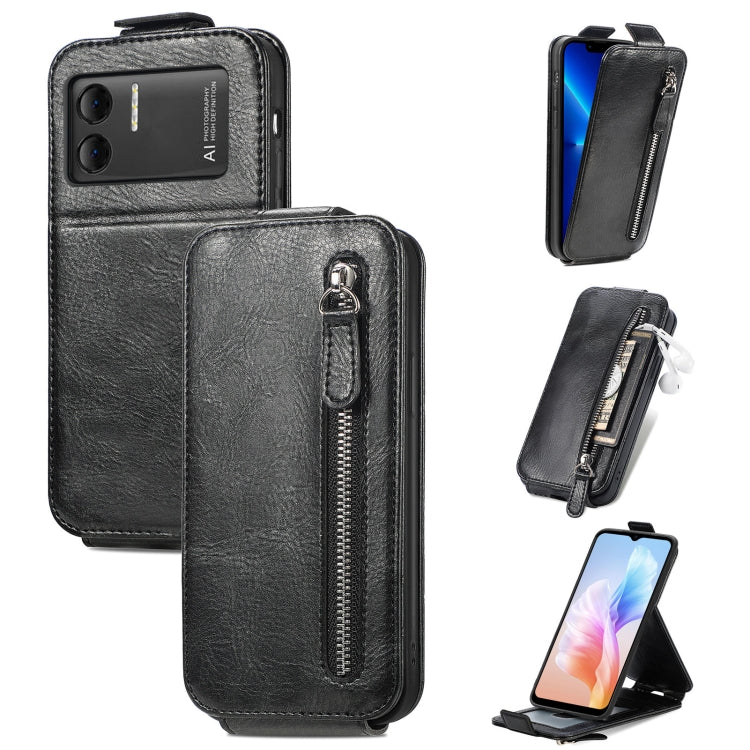 For DOOGEE X98 Pro / X98 Zipper Wallet Vertical Flip Leather Phone Case(Black) - Doogee Cases by PMC Jewellery | Online Shopping South Africa | PMC Jewellery | Buy Now Pay Later Mobicred