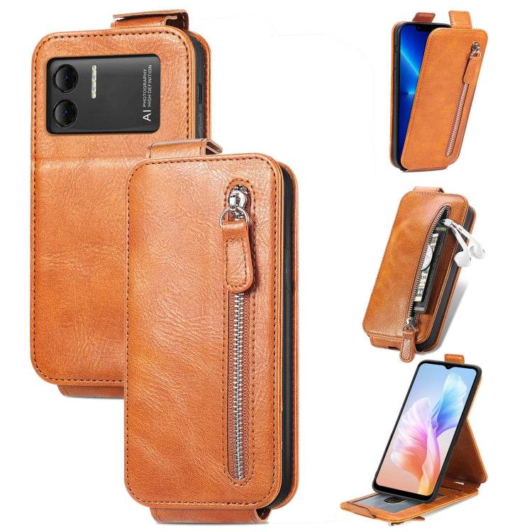 For DOOGEE X98 Pro / X98 Zipper Wallet Vertical Flip Leather Phone Case(Brown) - Doogee Cases by PMC Jewellery | Online Shopping South Africa | PMC Jewellery | Buy Now Pay Later Mobicred