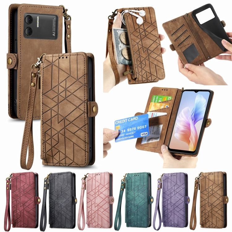 For DOOGEE X98 Pro / X98 Geometric Zipper Wallet Side Buckle Leather Phone Case(Green) - Doogee Cases by PMC Jewellery | Online Shopping South Africa | PMC Jewellery | Buy Now Pay Later Mobicred