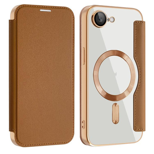 For iPhone 16e Shield MagSafe RFID Anti-theft Leather Phone Case(Brown) - iPhone 16e Cases by PMC Jewellery | Online Shopping South Africa | PMC Jewellery | Buy Now Pay Later Mobicred