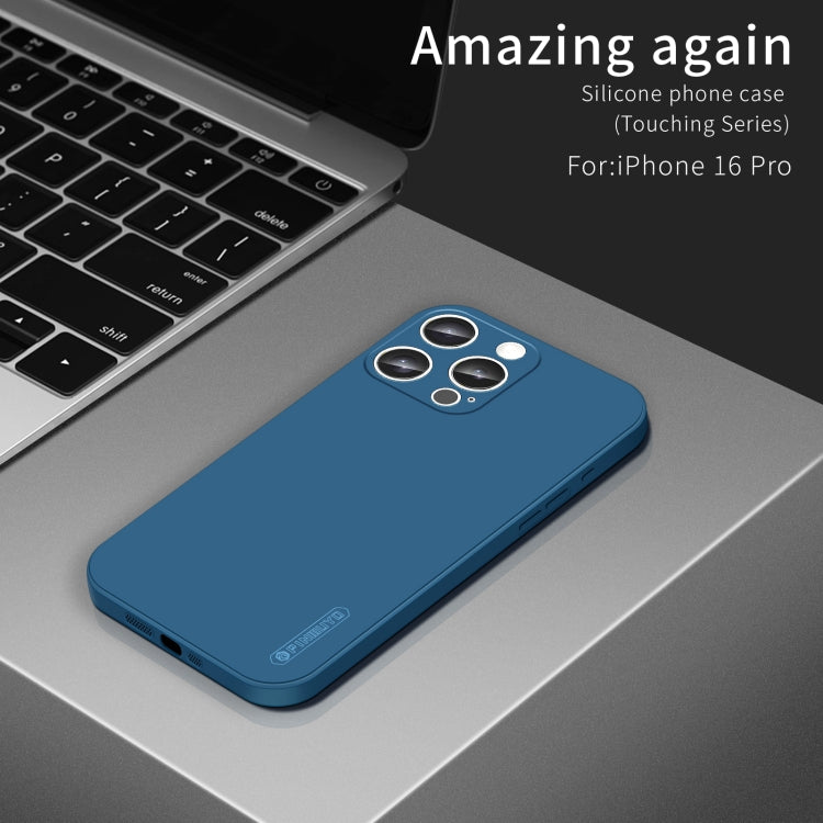 For iPhone 16 Pro PINWUYO Sense Series Liquid Silicone TPU Phone Case(Blue) - iPhone 16 Pro Cases by PINWUYO | Online Shopping South Africa | PMC Jewellery | Buy Now Pay Later Mobicred