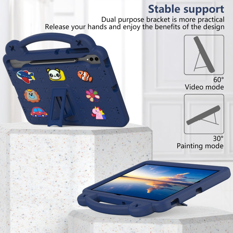 For Samsung Galaxy Tab S9 FE+ 12.4 X610N Handle Kickstand Children EVA Shockproof Tablet Case(Navy Blue) - Galaxy Tab S9 FE+ by PMC Jewellery | Online Shopping South Africa | PMC Jewellery | Buy Now Pay Later Mobicred