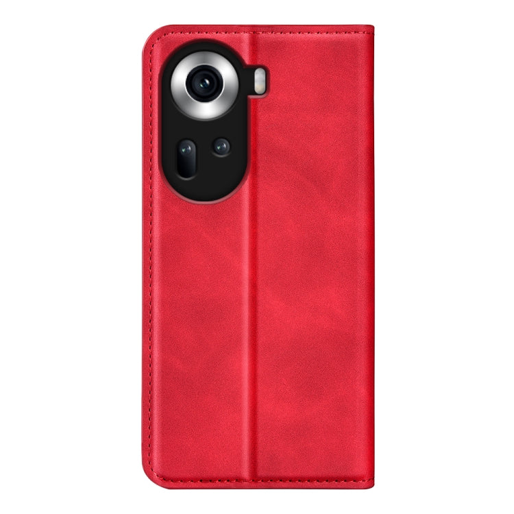 For OPPO Reno11 5G Global Retro-skin Magnetic Suction Leather Phone Case(Red) - Reno11 Cases by PMC Jewellery | Online Shopping South Africa | PMC Jewellery | Buy Now Pay Later Mobicred