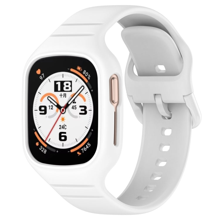 For Honor Watch 4 Integrated Fully Enclosed Silicone Watch Band(White) - Watch Bands by PMC TechLife | Online Shopping South Africa | PMC TechLife