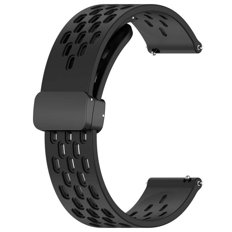 For Garmin Vivomove Sport 20mm Folding Magnetic Clasp Silicone Watch Band(Black) - Watch Bands by PMC Jewellery | Online Shopping South Africa | PMC Jewellery