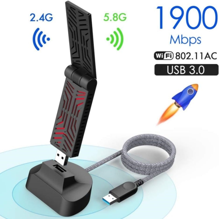 WAVLINK WN690A5D For PC AC1900M USB 3.0 Network Card 2.4GHz 5GHz Dual Band Wireless Adapter - USB Network Adapter by WAVLINK | Online Shopping South Africa | PMC Jewellery | Buy Now Pay Later Mobicred