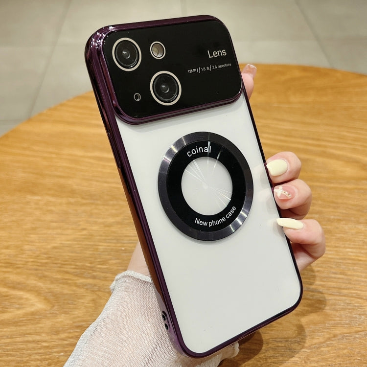 For iPhone 15 Plus Large Window Magsafe Electroplating TPU Phone Case(Purple) - iPhone 15 Plus Cases by PMC Jewellery | Online Shopping South Africa | PMC Jewellery