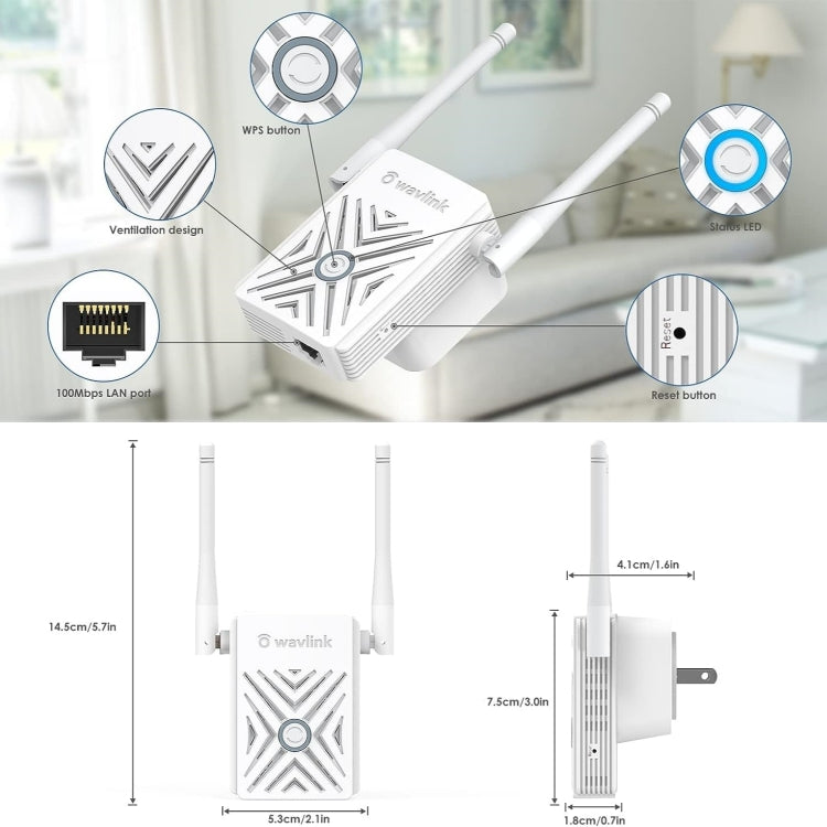 WAVLINK WN578W2 For Home Office N300 WiFi Wireless AP Repeater Signal Booster, Plug:EU Plug - Wireless Routers by WAVLINK | Online Shopping South Africa | PMC Jewellery | Buy Now Pay Later Mobicred