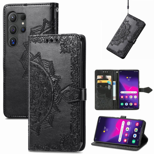 For Samsung Galaxy S25 Ultra 5G Mandala Flower Embossed Leather Phone Case(Black) - Galaxy S25 Ultra 5G Cases by PMC Jewellery | Online Shopping South Africa | PMC Jewellery | Buy Now Pay Later Mobicred