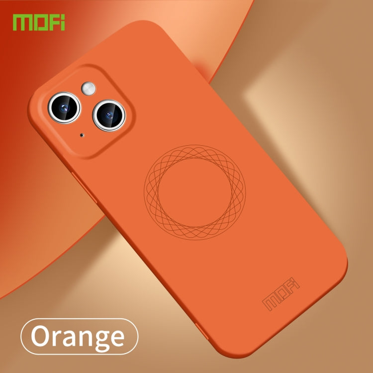 For iPhone 15 Plus MOFI Qin Series Magsafe Skin Feel All-inclusive Silicone Phone Case(Orange) - iPhone 15 Plus Cases by MOFI | Online Shopping South Africa | PMC Jewellery