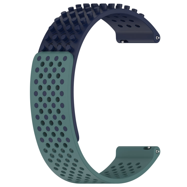 For Garmin Vivomove Sport 20mm Holes Breathable 3D Dots Silicone Watch Band(Midnight Blue+Olive Green) - Watch Bands by PMC Jewellery | Online Shopping South Africa | PMC Jewellery