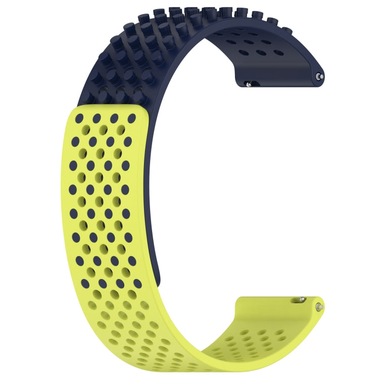 For Garmin Approach S40 20mm Holes Breathable 3D Dots Silicone Watch Band(Midnight Blue+Lime Green) - Watch Bands by PMC Jewellery | Online Shopping South Africa | PMC Jewellery