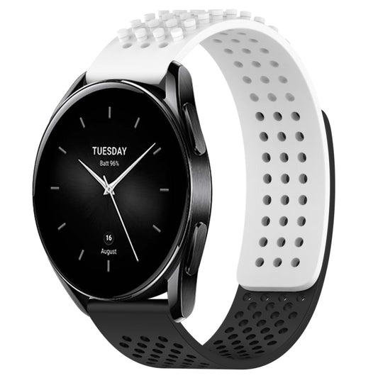 For Xiaomi Watch S2 42mm 22mm Holes Breathable 3D Dots Silicone Watch Band(White+Black) - Watch Bands by PMC Jewellery | Online Shopping South Africa | PMC Jewellery