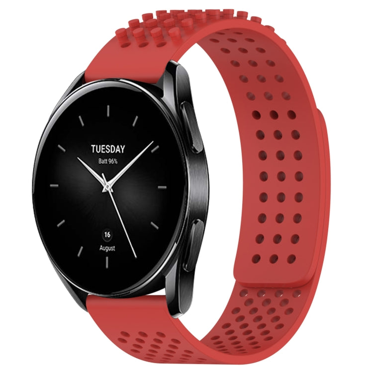 For Xiaomi Watch S2 42mm 22mm Holes Breathable 3D Dots Silicone Watch Band(Red) - Watch Bands by PMC Jewellery | Online Shopping South Africa | PMC Jewellery