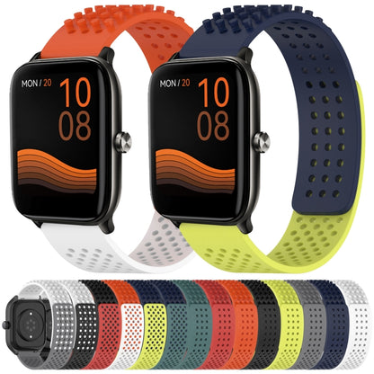 For Xiaomi Haylou RT2 LS10 22mm Holes Breathable 3D Dots Silicone Watch Band(White) - Watch Bands by PMC Jewellery | Online Shopping South Africa | PMC Jewellery