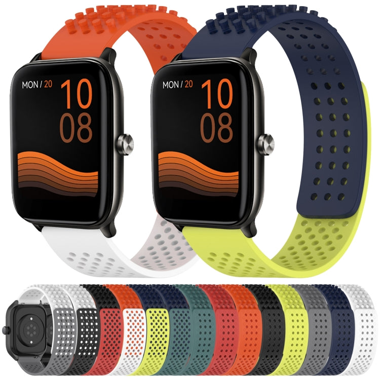 For Xiaomi Haylou RT2 LS10 22mm Holes Breathable 3D Dots Silicone Watch Band(Orange+White) - Watch Bands by PMC Jewellery | Online Shopping South Africa | PMC Jewellery