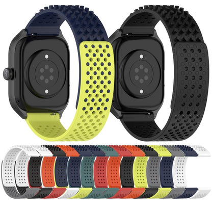 For Xiaomi Haylou RT LS05S 22mm Holes Breathable 3D Dots Silicone Watch Band(Black+Red) - Watch Bands by PMC Jewellery | Online Shopping South Africa | PMC Jewellery