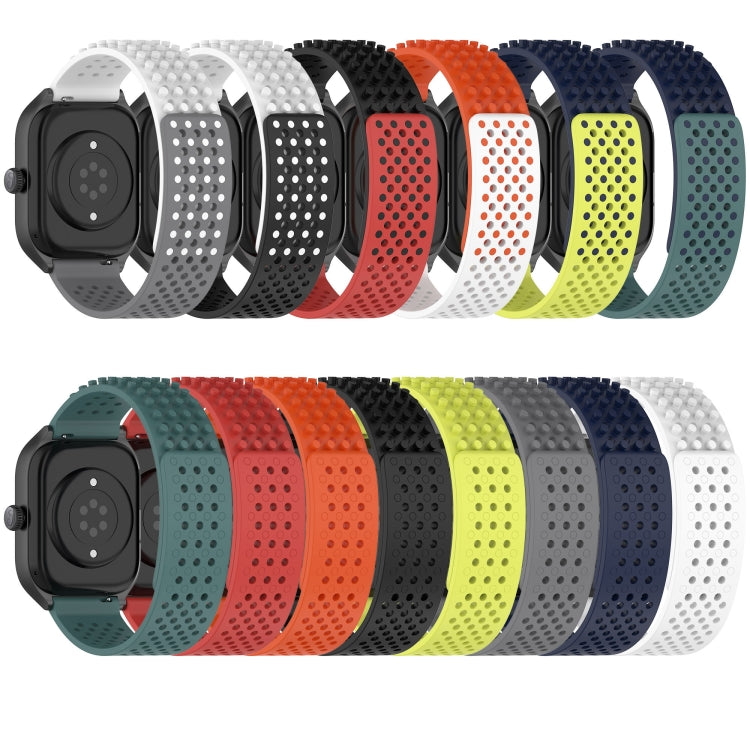 For Xiaomi Watch S2 42mm 22mm Holes Breathable 3D Dots Silicone Watch Band(White+Black) - Watch Bands by PMC Jewellery | Online Shopping South Africa | PMC Jewellery