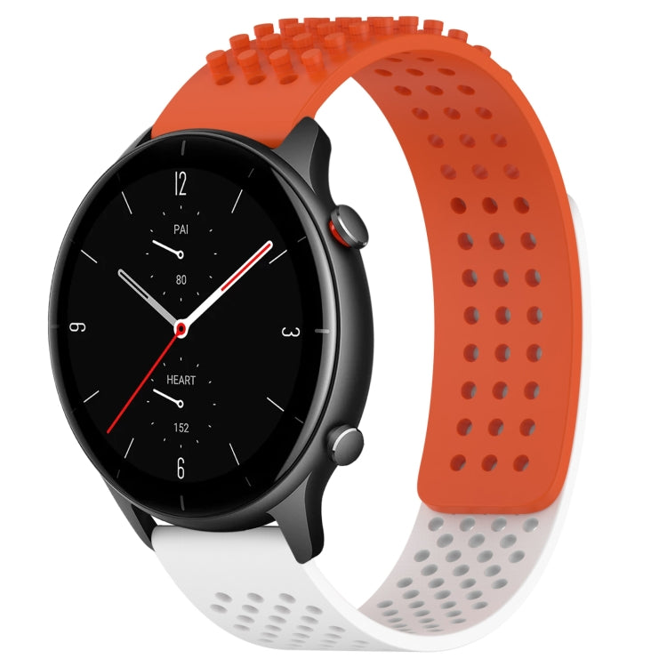 For Amazfit GTR 2e 22mm Holes Breathable 3D Dots Silicone Watch Band(Orange+White) - Watch Bands by PMC Jewellery | Online Shopping South Africa | PMC Jewellery