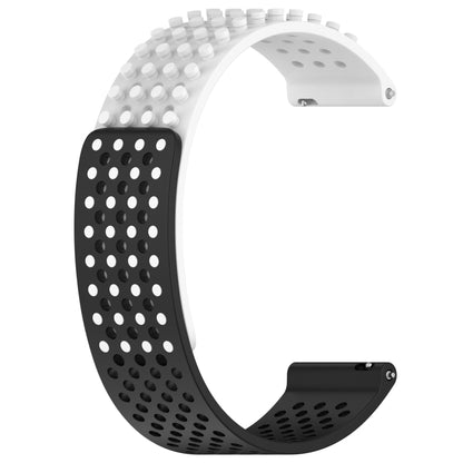 For Amazfit 3 22mm Holes Breathable 3D Dots Silicone Watch Band(White+Black) - Watch Bands by PMC Jewellery | Online Shopping South Africa | PMC Jewellery