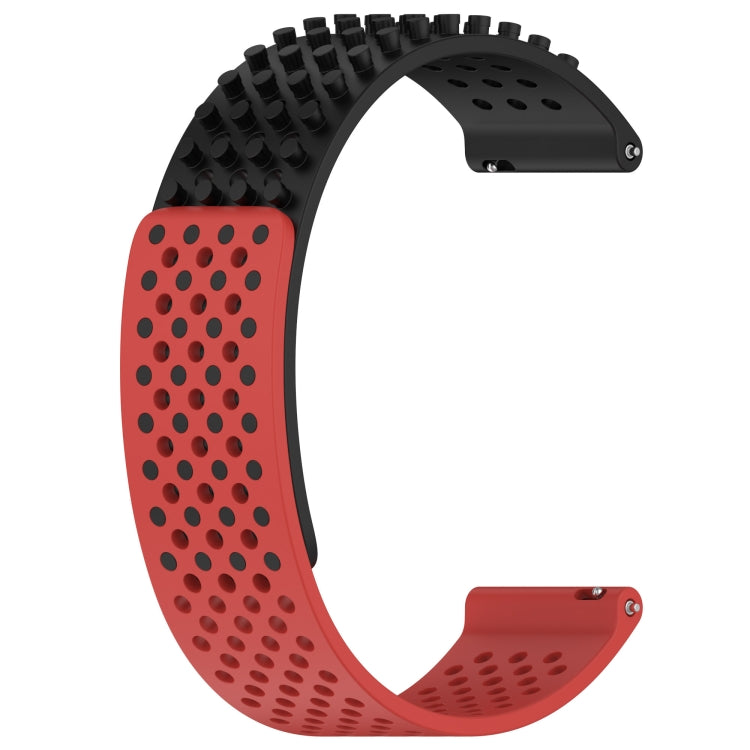 For Amazfit 3 22mm Holes Breathable 3D Dots Silicone Watch Band(Black+Red) - Watch Bands by PMC Jewellery | Online Shopping South Africa | PMC Jewellery