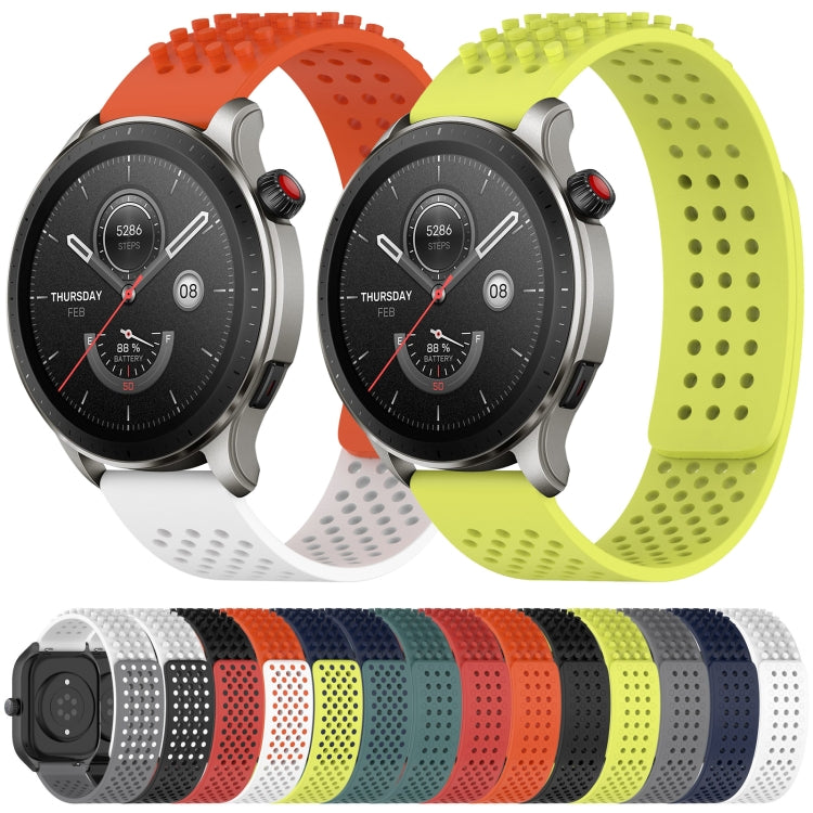 For Amazfit Bip 5 22mm Holes Breathable 3D Dots Silicone Watch Band(Black+Red) - Watch Bands by PMC Jewellery | Online Shopping South Africa | PMC Jewellery