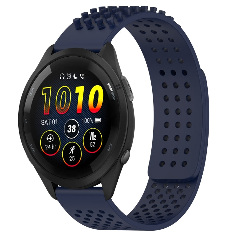 For Garmin Forerunner 265 22mm Holes Breathable 3D Dots Silicone Watch Band(Midnight Blue) - Watch Bands by PMC Jewellery | Online Shopping South Africa | PMC Jewellery