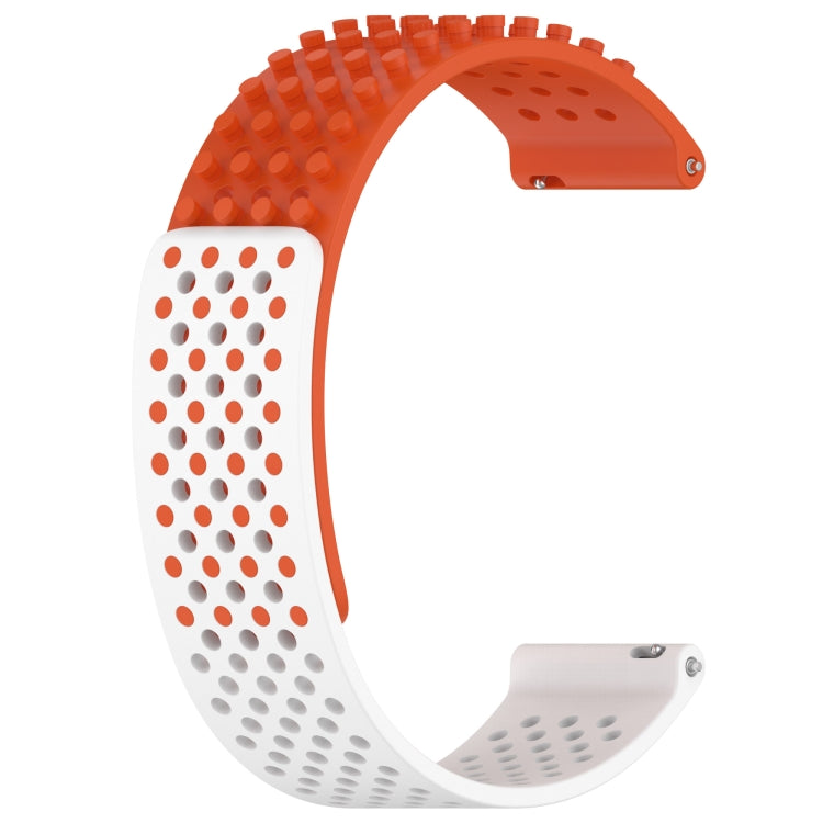 For Garmin Vivoactive 4 22mm Holes Breathable 3D Dots Silicone Watch Band(Orange+White) - Watch Bands by PMC Jewellery | Online Shopping South Africa | PMC Jewellery