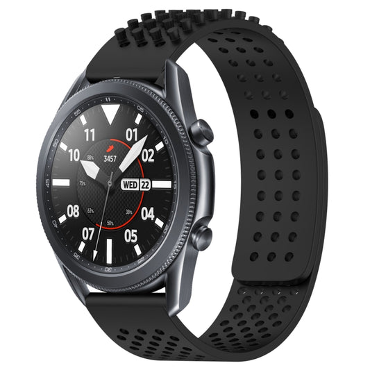 For Samsung Galaxy Watch3 45mm 22mm Holes Breathable 3D Dots Silicone Watch Band(Black) - Watch Bands by PMC Jewellery | Online Shopping South Africa | PMC Jewellery