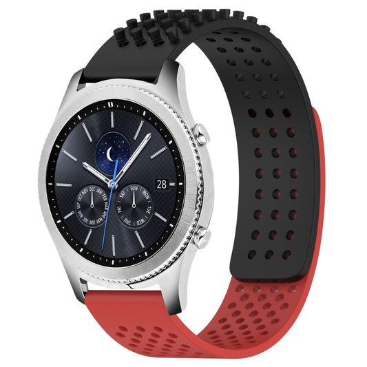 For Samsung Gear S3 Classic 22mm Holes Breathable 3D Dots Silicone Watch Band(Black+Red) - Watch Bands by PMC Jewellery | Online Shopping South Africa | PMC Jewellery