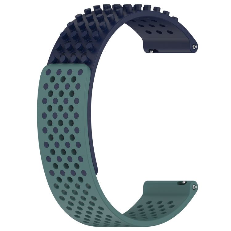 For SUUNTO 5 Peak 22mm Holes Breathable 3D Dots Silicone Watch Band(Midnight Blue+Olive Green) -  by PMC Jewellery | Online Shopping South Africa | PMC Jewellery