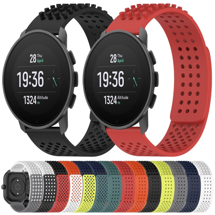 For SUUNTO 5 Peak 22mm Holes Breathable 3D Dots Silicone Watch Band(Black+Red) -  by PMC Jewellery | Online Shopping South Africa | PMC Jewellery