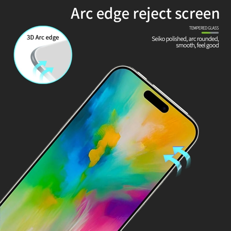 For iPhone 16 MOFI 9H 3D Explosion-proof Curved Screen Tempered Glass Film(Black) - iPhone 16 Tempered Glass by MOFI | Online Shopping South Africa | PMC TechLife | Buy Now Pay Later Mobicred