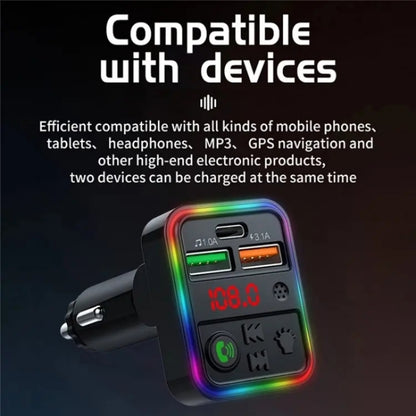 P18 Double USB Cigarette Lighter Bluetooth Car MP3 Music Player Hands-Free Calling Car Audio Device - Bluetooth Car Kits by PMC Jewellery | Online Shopping South Africa | PMC Jewellery | Buy Now Pay Later Mobicred