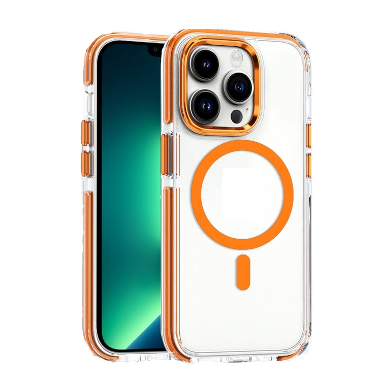 For iPhone 13 Pro Max Dual-color MagSafe TPU Hybrid Clear PC Shockproof Phone Case(Orange) - iPhone 13 Pro Max Cases by PMC Jewellery | Online Shopping South Africa | PMC Jewellery